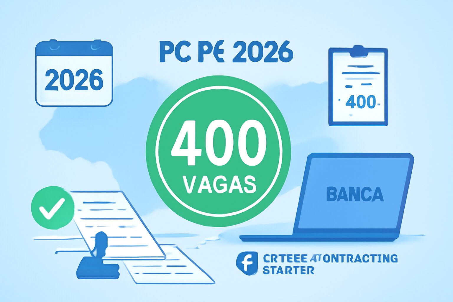 Concurso PC PE 2026: edital com 400 vagas e banca em ação